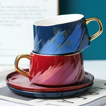 Nordic Style Home Mixing Cup Creative Description Gold Coffee Cup and Saucer Set European Luxury Afternoon Tea Cup