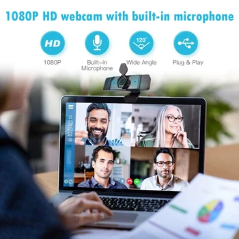 

1080P Full HD Webcam with Builti-in Microphone USB Driver Free Web Camera for Video Conference Live Stream