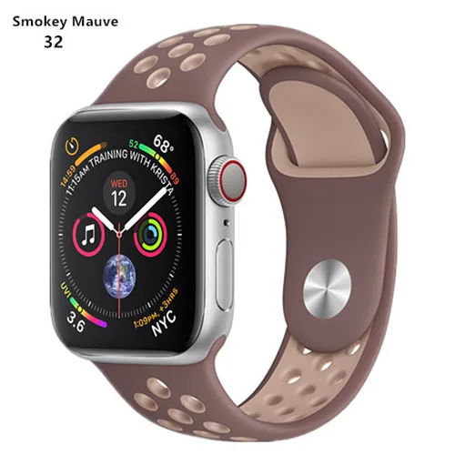 Smokey Mauve32 Ремешок для apple watch band 44 мм 40 мм correa apple watch 4 3 band 42 мм/38 мм iwatch спортивный силиконовый ремешок-браслет аксессуары для часов - Цвет ремешка: Smokey Mauve32