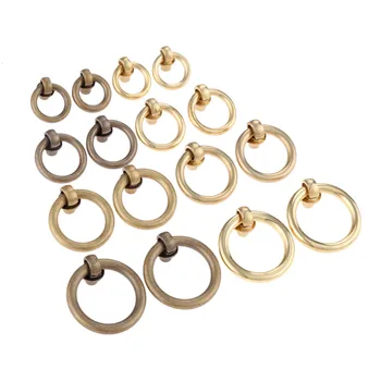 

2Pcs 20/25/30/35mm Antique Brass Jewelry Wood Box Ring Door Furniture Knobs Vintage Drawer Cabinet Door Kitchen Pull Handle Knob