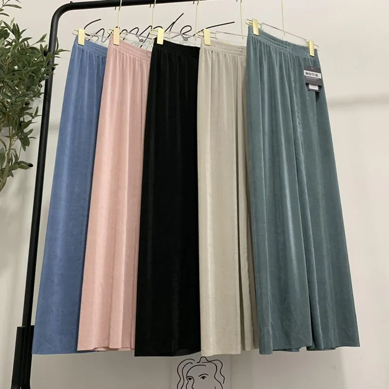 Sanderala Summer Women Ice Silk Pajamas Bottom High Waist Loose Lingerie Sexy Cool Underwear Elastic Full Length Pants