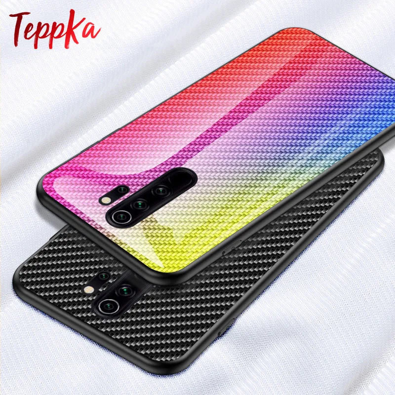 Чехол TeppKa для Xiaomi redmi Note 8 Pro из углеродного волокна с текстурой стекла и мягкий
