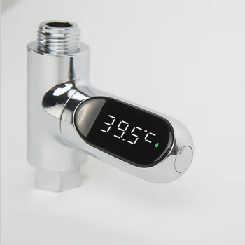 

ZHINUAN V2 LED Digital Display Water Shower Thermometer LED Celsius Fahrenheit Time Display Flow Self-Generating Electricity