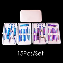 15 шт. Нержавеющая сталь педикюр профессиональные кусачки для маникюра кутикулы крюк Golden Eagle Пинцет маникюрный Красота ящик для инструментов