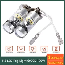 

1/2Pcs H3 LED Car Fog Light Bulb 12/24V 100W 1000LM White 6000K 360 Degree Beam Car Headlight DRL Driving Auto Fog Lamp Bulbs
