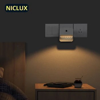 

NICLUX LED Night Light EU Plug 220V Sensor Night Lamp Bedroom Bedside Wall Lights For Children Kids Living Room Lighting
