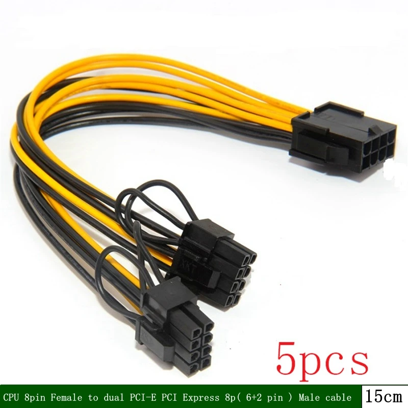 

Кабель, 5 шт./партия, 8-контактный разъем ЦП для двух PCI-E PCI Express 8p( 6 + 2 контакта), кабель питания 18AWG для графики для BTC