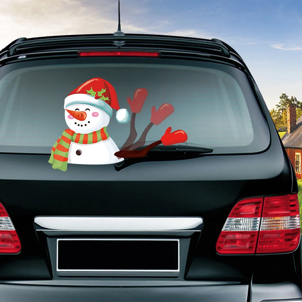 Забавное Рождественское украшение для автомобиля Санта-Клаус ПВХ развевающиеся наклейки для автомобиля на Хэллоуин стильные оконные наклейки для стеклоочистителей заднее лобовое стекло декор