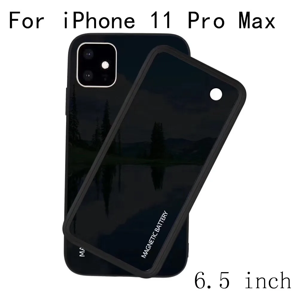 Беспроводной магнитный чехол для зарядного устройства для iPhone 11 Pro Max, тонкий ударопрочный чехол из закаленного стекла для зарядного устройства i11 - Цвет: i11 Pro Max-Black