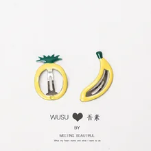 Милые фруктовые заколки в японском и корейском стиле, Детские простые аксессуары для волос на заколках, банан, клубника, сердце для девочек, Вишня Ba