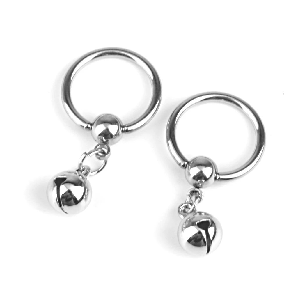 

2pc 14g Captive Bead Bell Charm Hoop Ring Navel Belly Button Piercing