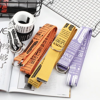 

Aesthetic belt women waist canvas belts for men fashion yellow belts for jeans plus size letter print all match adjustable belt