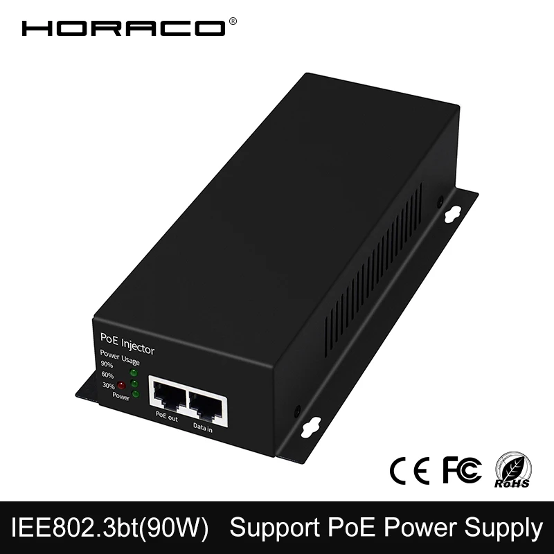 Промышленный Инжектор Poe 30 Вт 60 90 совместимый с IEEE802.3bt защитой от молнии для ip