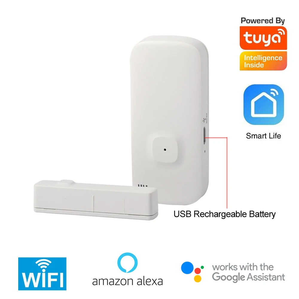 Sensor de Contato da Porta sem Fio Tuya Inteligente Wifi Magnético Janela Detector Ímã Interruptor Aberto Alarme Vida Alexagoogle 2.4g
