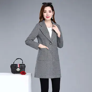 

Plus Size 5XL Women Mid-Long trench Coats 2020 New Spring Autumn Korean Style Plaid Female Coat