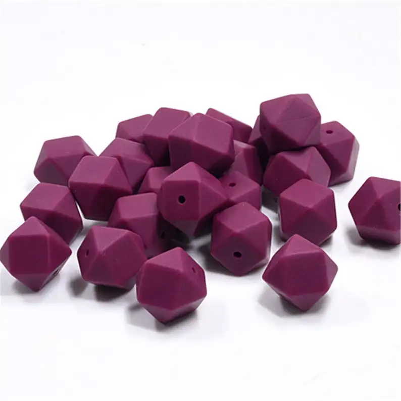 14 мм 17 мм красный винный шестигранный силиконовый Прорезыватель Beads BPA бесплатные сенсорные четки Детские трофеи BX24