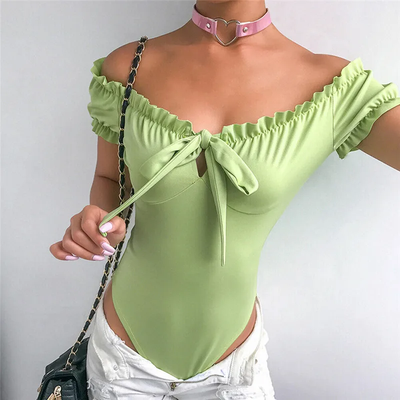 Off Shoulder women romper top Summer Strapless Ruched Sexy Bodysuit jumpsuits Overalls Costume Bandage Slim Casual Club Outfits crotchless bodysuit