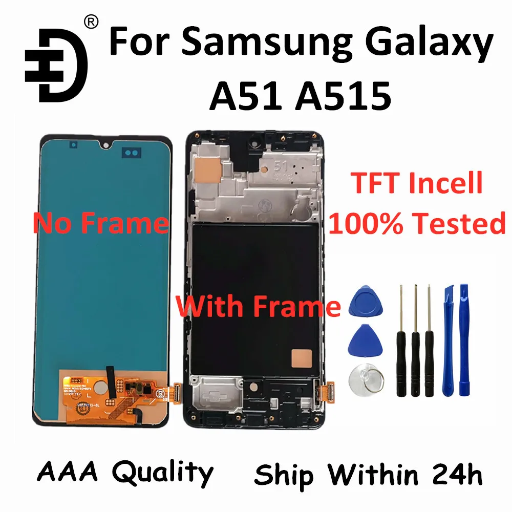 TFT Incell LCD с рамкой для Samsung Galaxy A51 A515 ЖК дисплей Сенсорная панель дигитайзер SM A515F
