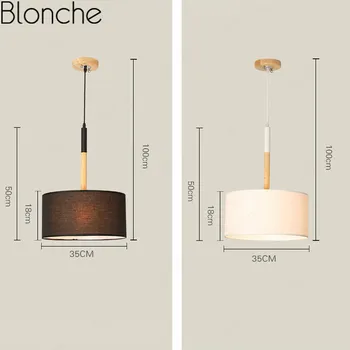 

Fabric Pendant Lights Wood Hanging Lamp for Dining Room Bedroom Bar Art Decor Lighting Fixtures Modern Led Suspension Luminaire