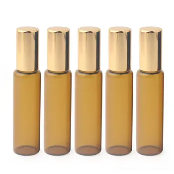 

5PCS Roller Skating Perfume Essential Oil 10Ml Imported Brown Bead Bottle Essential Oil Steel Ball Beads Brown Glass Bottle