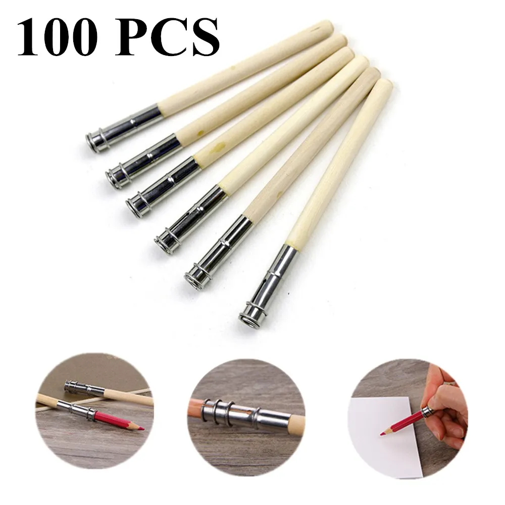 100PCS Log pencil extender, penholder, art sketch extender, student pen cover, pen cap connector