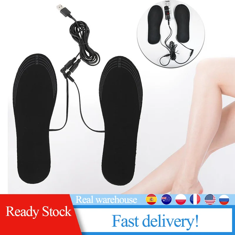 

2Pcs Heated Shoe Insoles Electric Foot Warming Pad Feet Warmer Sock Pad Mat Winter Outdoor Sports Heating Insoles Winter Warm