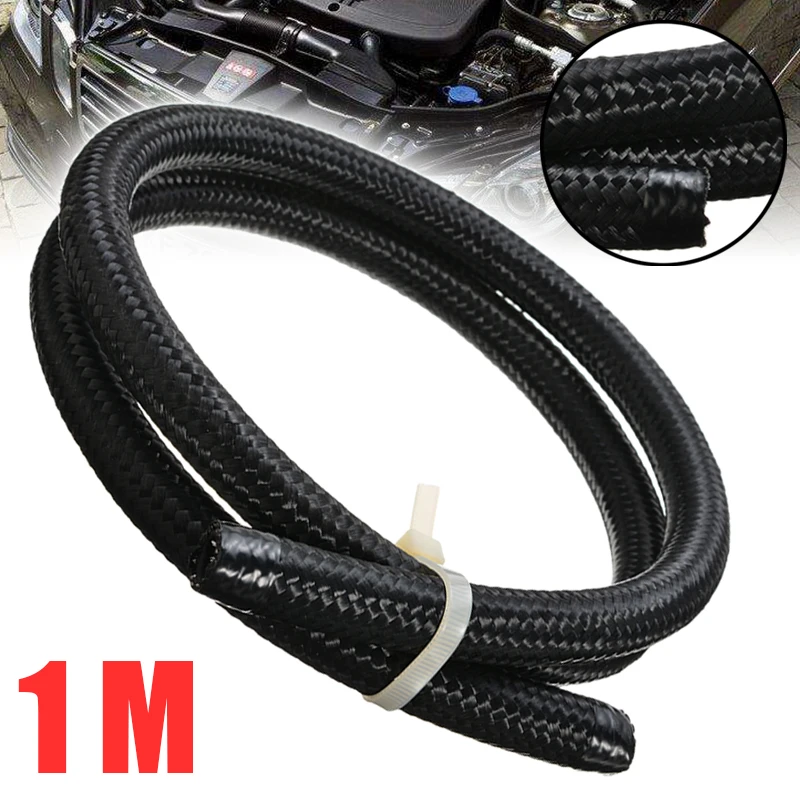 

1 Meter Car Styling Black Nylon Braided Fuel Hose Black AN -6 (8mm) 5/16 Inch Oil Cooler Braided Hose Pipe
