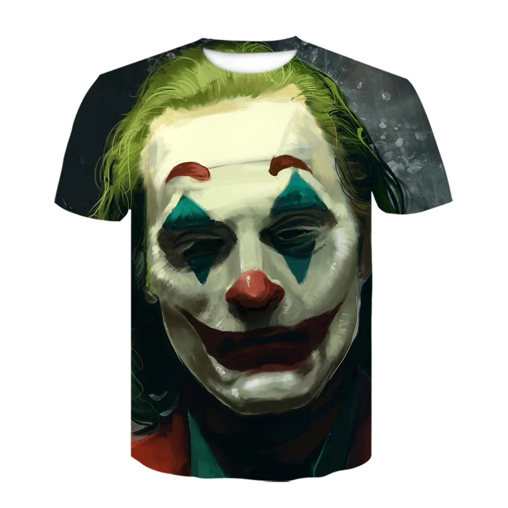 Харадзюку, летняя Новинка, клоун, 3D принт, футболка для мужчин, Джокер, лицо, повседневная мужская футболка, клоун, короткий рукав, Забавные футболки, топы