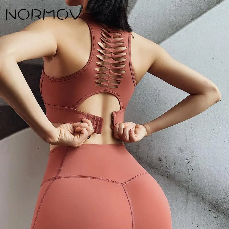 Спортивный бюстгальтер NORMOV топ для фитнеса Женский кроп бега розовый тренировок
