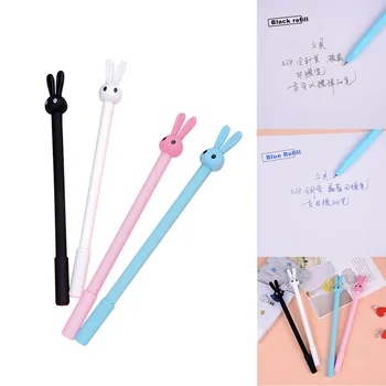 

4pcs creative rabbit kawaii neutral pen cute rabbit header 0.38mm school supplies office stationery erasable gel pen Refill colo