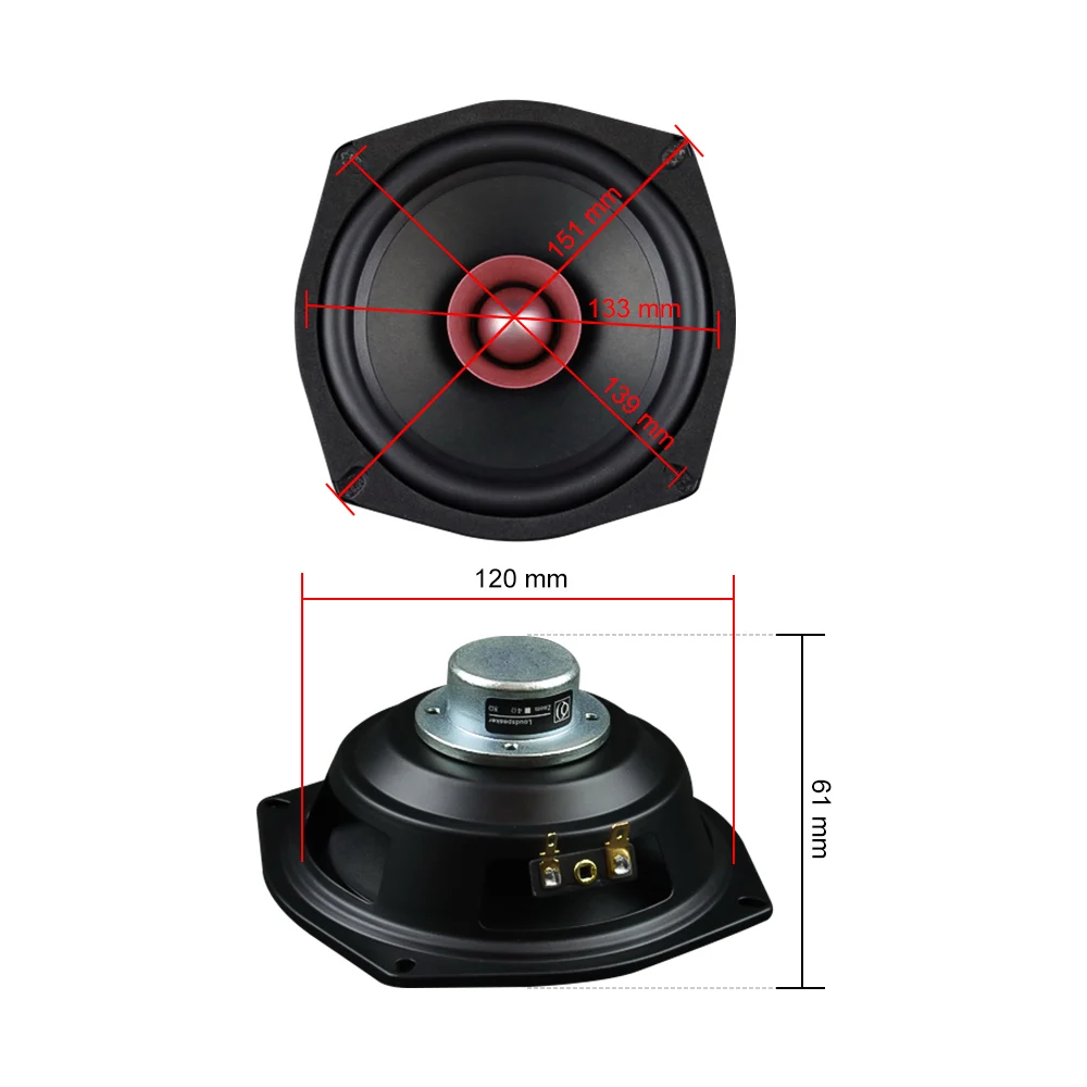 Aiyima-amplificador de Áudio Doméstico de Bacia de Alumínio Unidade de Altifalante de Faixa Completa Alto-falante 5.25 Ohm 40w Pcs - Image 3
