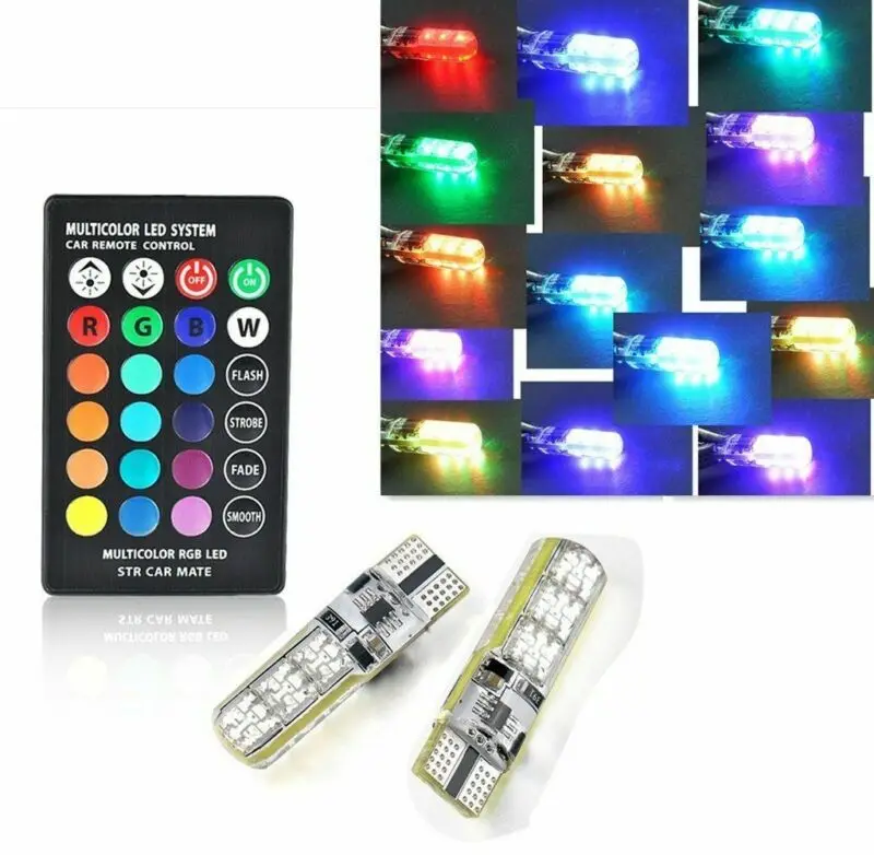 2 шт. автомобисветодиодный светодиодные лампы T10 6SMD 5050 RGB | Автомобили и мотоциклы