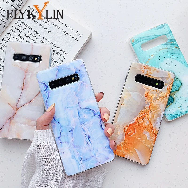 

FLYKYLIN Marble Case For iPhone 11 Pro Max 2019 Back Cover For Samsung Galaxy S10 Plus S10e S9 S8 Note 8 9 on TPU Silicone Coque