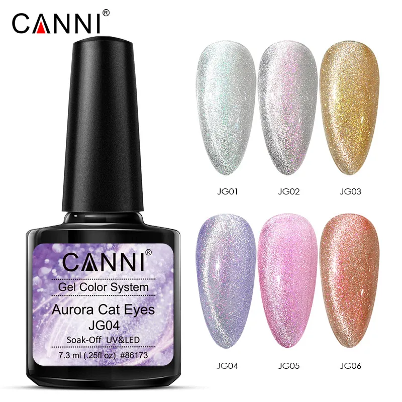 CANNI New Arrivals 6 Colors Aurora Cat Eyes Gel Color System JG01-JG06 High-quality Long Lasting UV/LED Soak-Off Nail Arts Gel 2