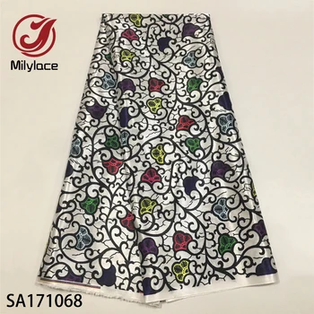

Hot Selling Digital Printed Wax Design African Satin Fabric Ribbon Silk Pattern Satin Silk Fabric for Clothing Fabric SA171068