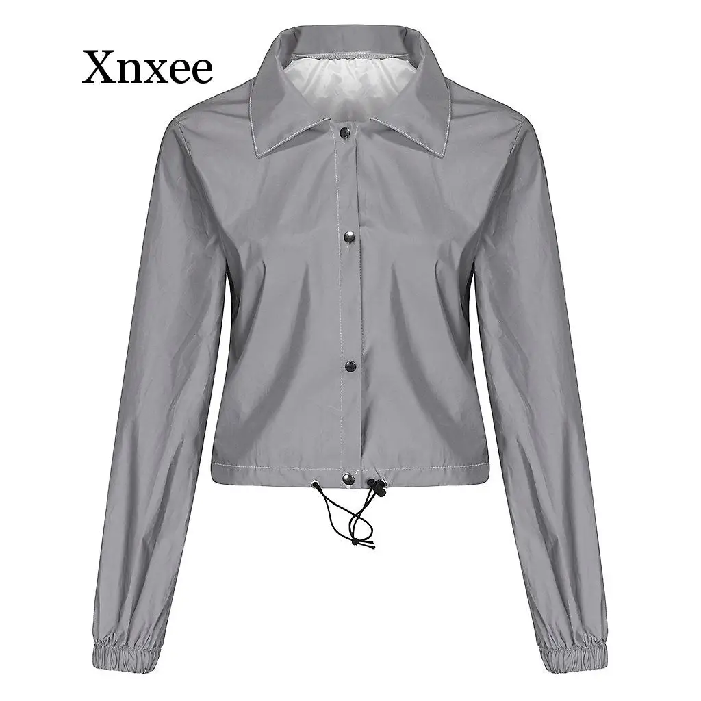 Rock Band Reflective Light Sets Women Sports Night Jogging Tracksuit Hip Hop Club Drawstring Sexy Crop Top and Running Pants