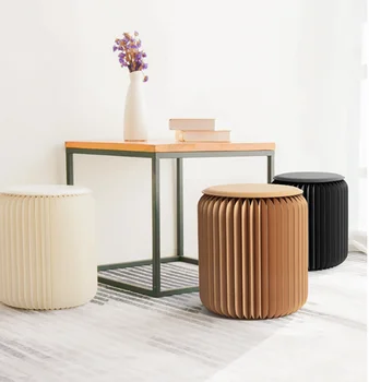 

Foldable Telescopic Kraft Paper Stool Waterproof Hexagonal Honeycomb Structure Creative Space Saving Personality Organ Stool