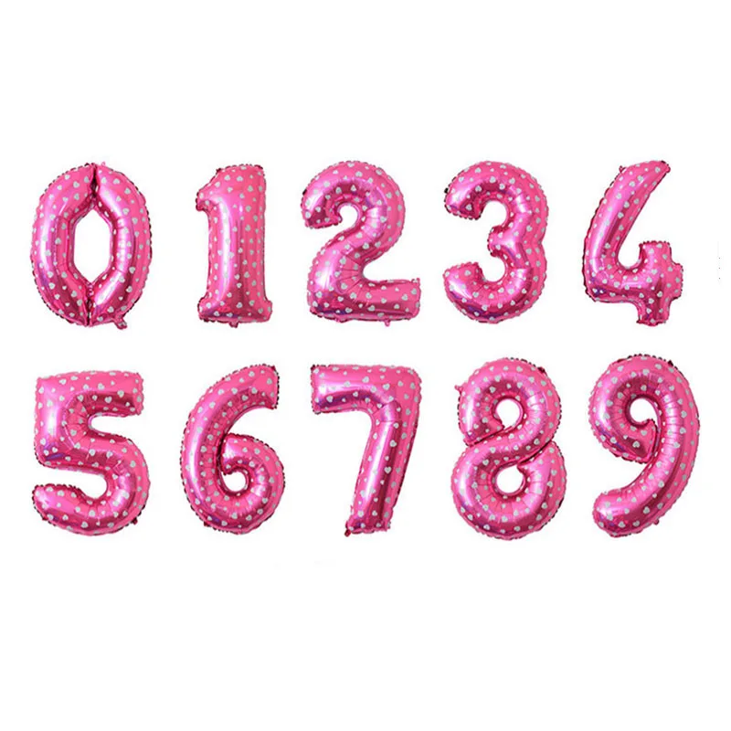 32 дюйма 7 цветов номер фольги шарики, День подарков будущей матери День Рождения декорации на свадьбу, вечеринку фигурные воздушные шары вечерние поставки Globos - Цвет: Heart Pink