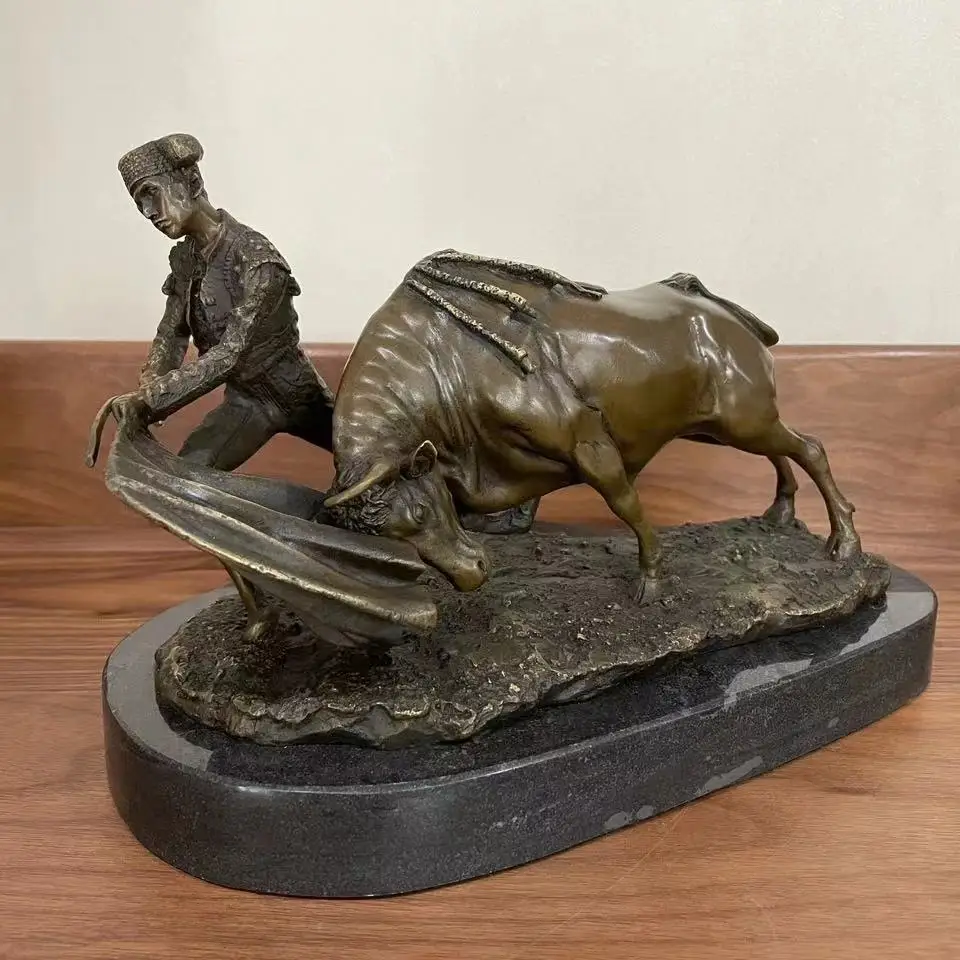 Бронзовая Скульптура Быка испанский бой быков тренер статуя Винтаж Art украшение