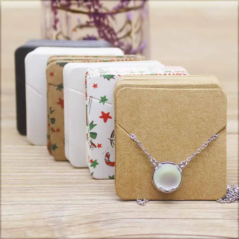 5*5cm Fashion Jewelry Display Necklace charms package card 50pc marbling Merry christmas style pendant display tag card