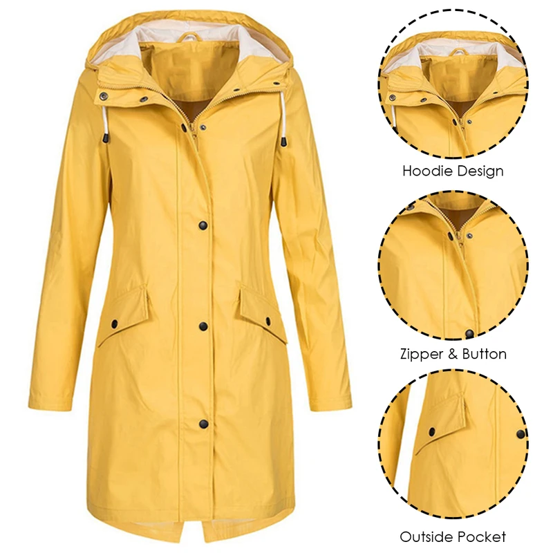 

2019 Women's Autumn Jacket Coat Hoodie Outdoor Waterproof Long Coat Overcoat Winter Windproof Warm Solid Hooded Jacket