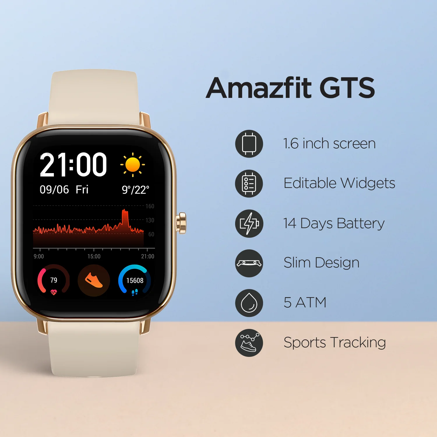  Global Version Amazfit GTS Smart Watch 5ATM Waterproof Swimming Smartwatch  14Days Battery Music Co - 4000263993348
