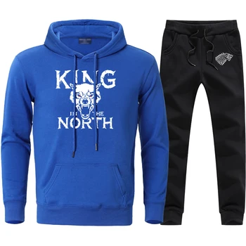 

Game Of Thrones Print Mens Hoodies Pants Sets King In the North Harajuku Sweatshirt Fitness Hoodies Suits 2020 Male Fitness Pant