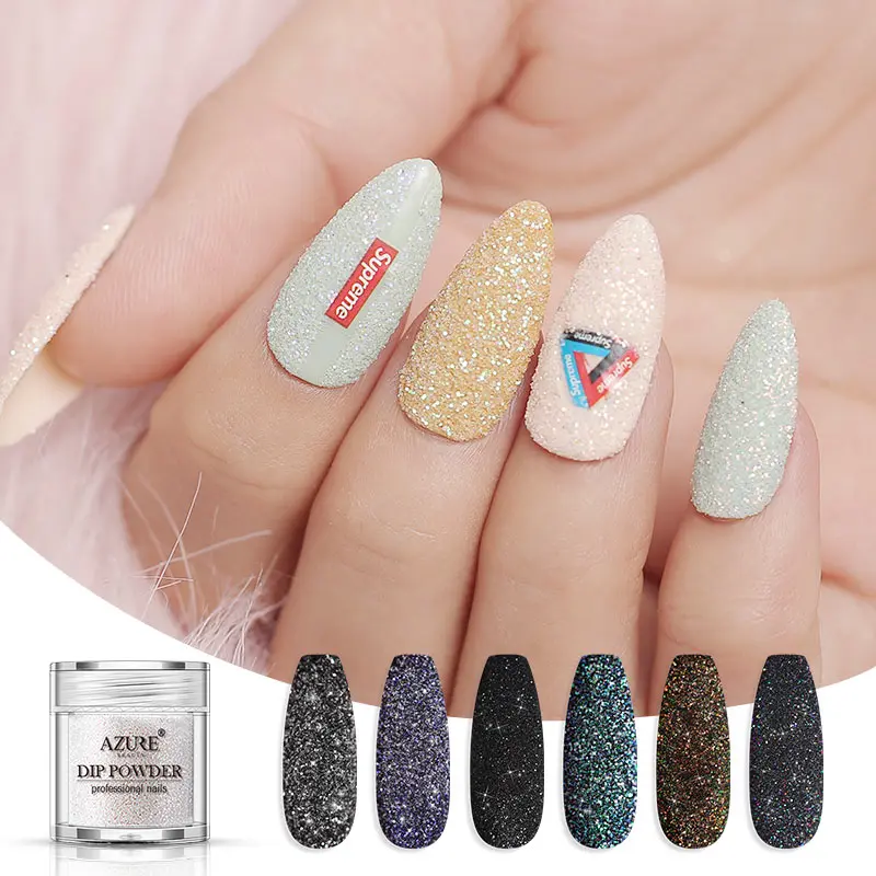 Azure Beauty Newest Holographic Dipping Powder Nail Art Chameleon Laser Dip System Need Black White Base Coat | Красота и здоровье
