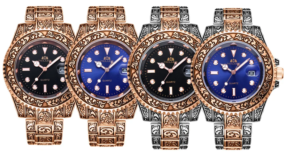 Quarzo classico da uomo, antico, vintage, luminoso, in oro rosa, oro giallo, argento, 2 toni, rosso verde, blu sfumato_voghion.com