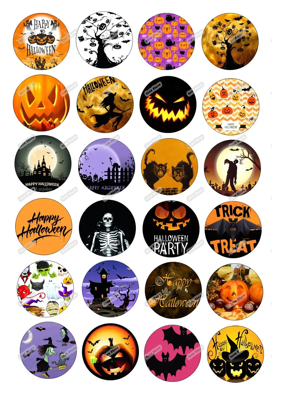 24 Хэллоуин съедобный торт Топпер Вафля рисовая бумага печенье кекс украшение