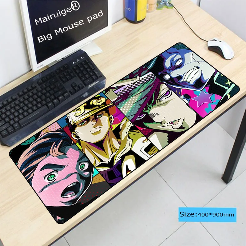 

XGZ Jojos Adventure Rubber Mouse Durable Desktop Cartoon Anime Large Locking Edge Mousepad Size for 400x900x2mm 300x800x2mm
