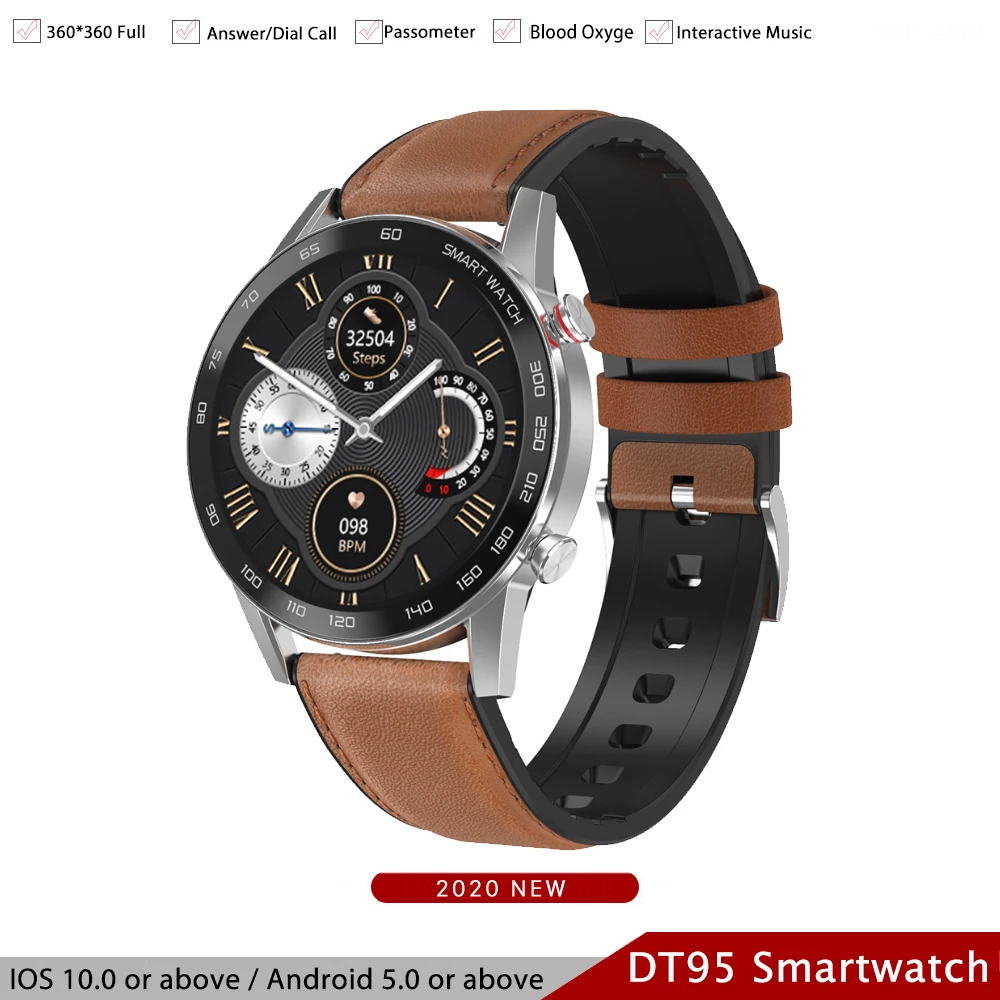 

DT95 Smart Watch Man Bluetooth Call Heart Rate Pressure 360*360 1.3 ECG Smartwatch Sport Pedometer Fitness Watch For Ios Android