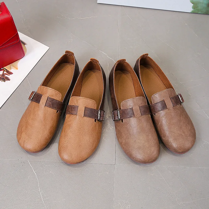 

2020 Early Spring New Style Low Heel Waterproof Platform Low Top Foot Covering Shoes Mom WOMEN'S Shoes Metal Buckle Square Heel