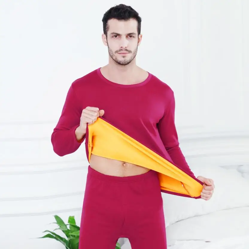thermal pants men Термобелье бархатное плотное теплое термобелье с круглым вырезом для женщин, костюм Camiseta Termica Mujer, кальсоны для мужчин Camisa Termica - Цвет: thermal pants men